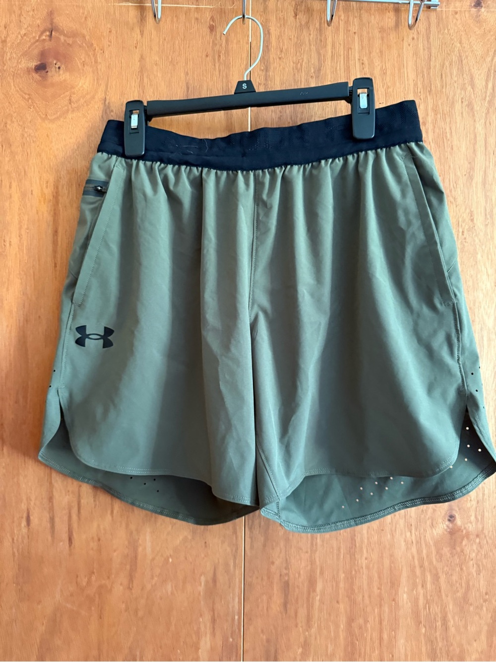 LG Olive Green Athletic Running Shorts with Black Waistband